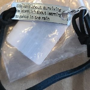 NIP Inspirational Bracelet- Black Suede Adjustable Band with Silver Plate